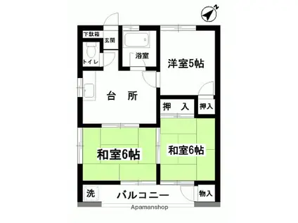 小宅アパート(3DK/2階)の間取り写真