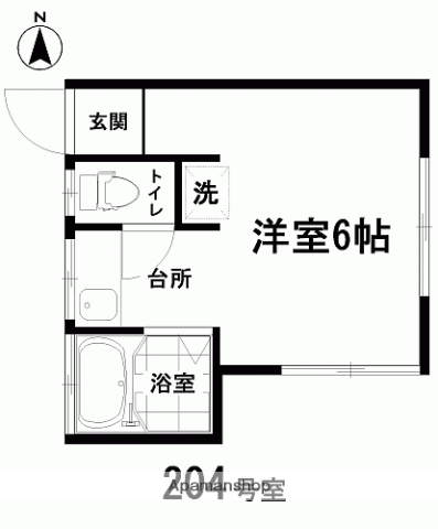 みきの家(1K/2階)の間取り写真