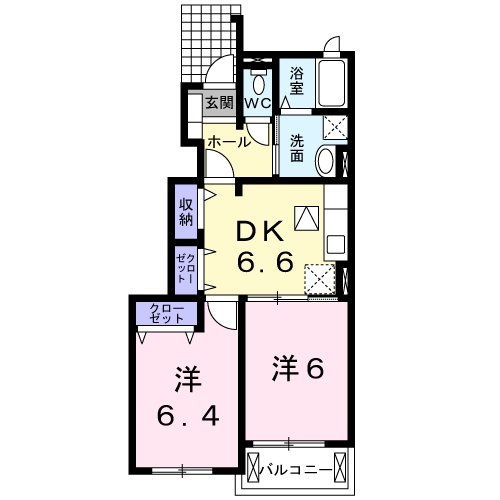 ハイジー ミヤタ Ⅰ(2DK/1階)の間取り写真