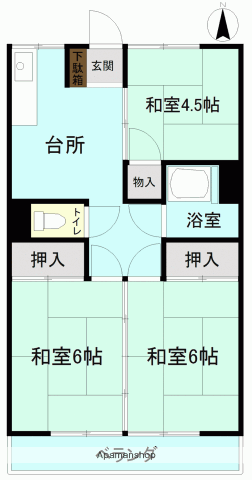 金賀マンション(3K/2階)の間取り写真