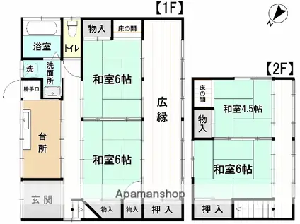 磐越東線 赤井駅 徒歩5分 2階建 築60年(4K)の間取り写真