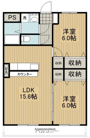 ブレインマンション沖ノ内(2LDK/3階)の間取り写真