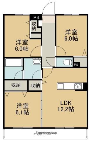 ブレインマンション桜ヶ丘(3LDK/3階)の間取り写真