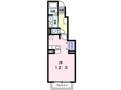アンソレイユアオキⅡ-B(ワンルーム/1階)の間取り写真