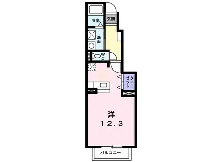 アンソレイユアオキⅡA(ワンルーム/1階)の間取り写真