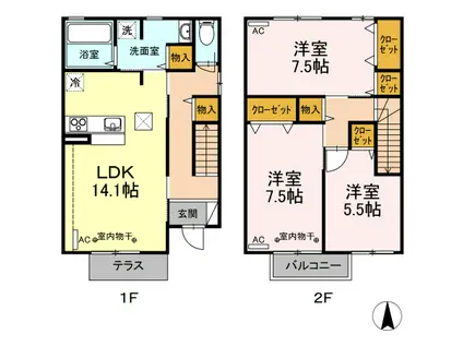 エスポワール(3LDK/1階)の間取り写真