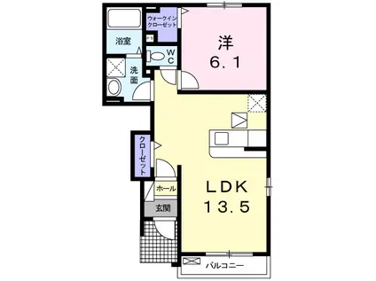 ミモザⅠ(1LDK/1階)の間取り写真