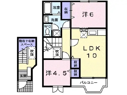 クレストール川俣(2LDK/2階)の間取り写真