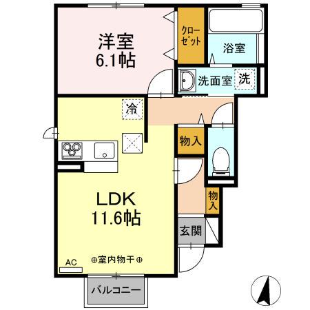 サニーハイムⅢ(1LDK/1階)の間取り写真