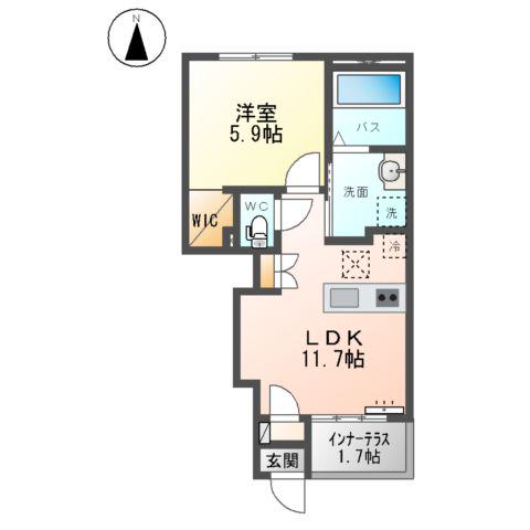 岡部アパート(1LDK/1階)の間取り写真
