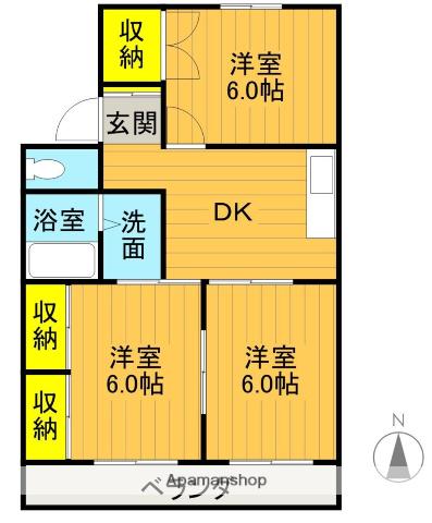 関根ハイツA棟(3DK/1階)の間取り写真
