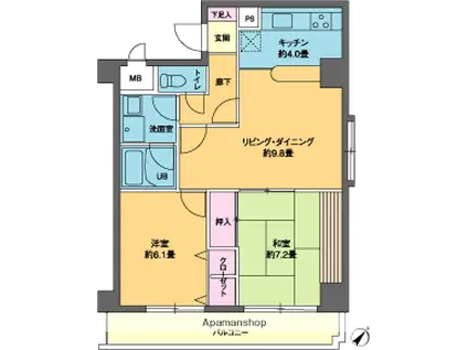 ホワイトプラザ会津(2LDK/8階)の間取り写真