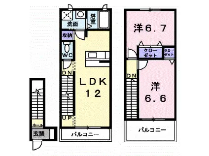 グランドキャニオン(2LDK/2階)の間取り写真