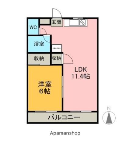DEAR COURT(1LDK/2階)の間取り写真