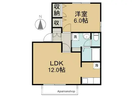 フローラ L(1LDK/1階)の間取り写真