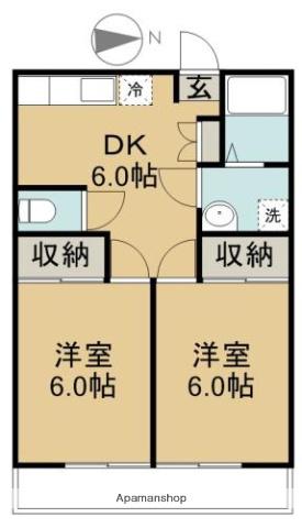 角幸コーポ(2DK/2階)の間取り写真
