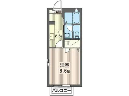スクエア(1K/2階)の間取り写真