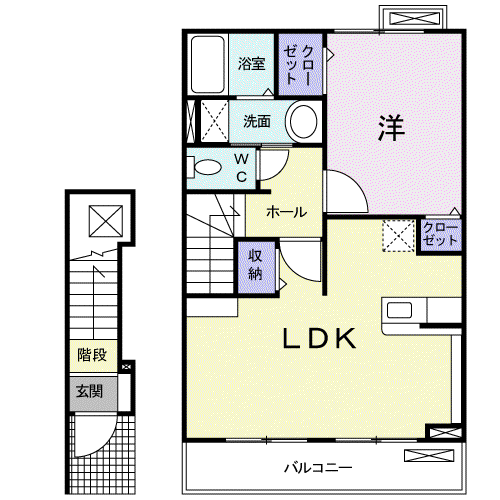 プラシードヒルズ(1LDK/2階)の間取り写真