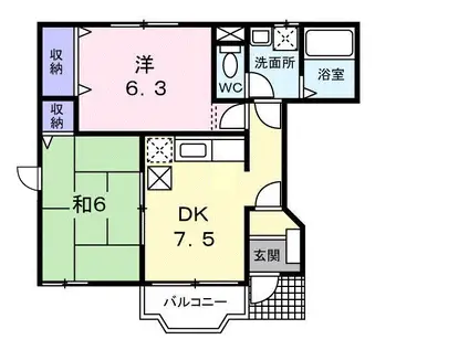 サンライトB(2DK/1階)の間取り写真