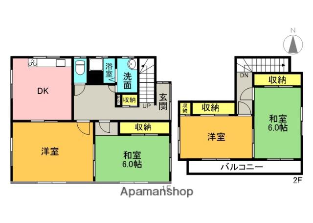 湘南新宿ライン宇須 古河駅 バス乗車時間:30分 明神下バス停で下車 徒歩13分 2階建 築41年(3LDK)の間取り写真