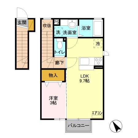 セントラル住吉A(1LDK/2階)の間取り写真