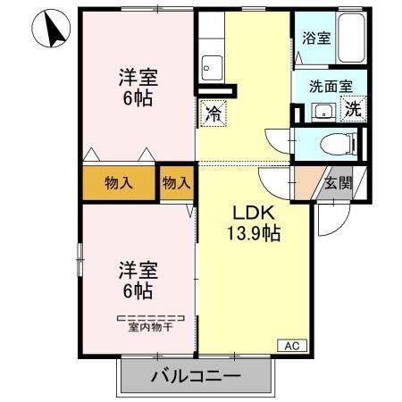 サントルヴィル けやき(2LDK/2階)の間取り写真