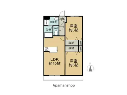グレース岩井(2LDK/3階)の間取り写真