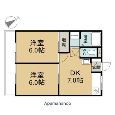サンフラワーハイツ(2DK/3階)の間取り写真