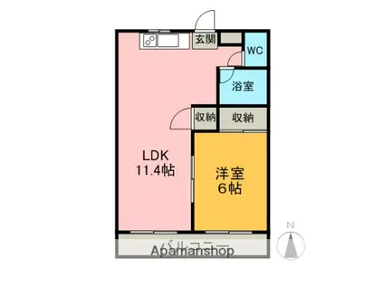 センチュリー21(1LDK/2階)の間取り写真
