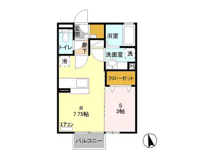 フレンドリヴ(1K/1階)の間取り写真