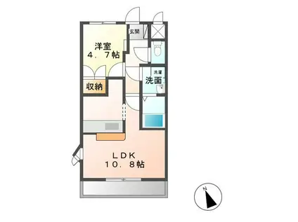 クレッシェンド(1LDK/1階)の間取り写真