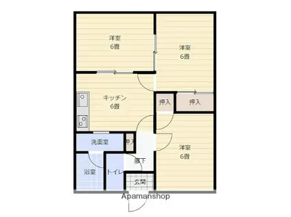 山中ハイツ(3DK/2階)の間取り写真