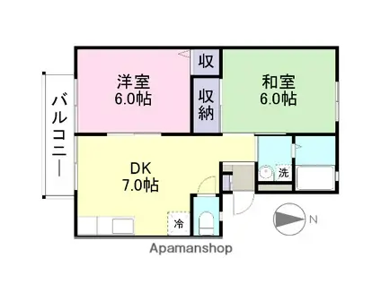 パストラルハイツ(2DK/2階)の間取り写真
