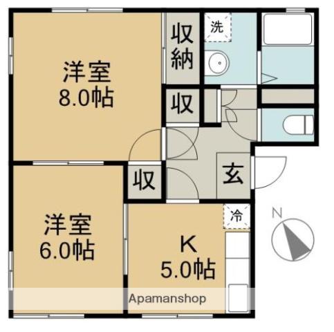 プレステージハイツB(2K/1階)の間取り写真
