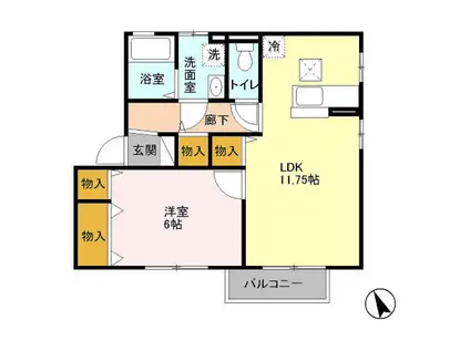 ロイヤルロッシーニA(1LDK/1階)の間取り写真