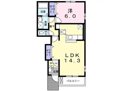 マイスター青山Ⅲ(1LDK/1階)の間取り写真