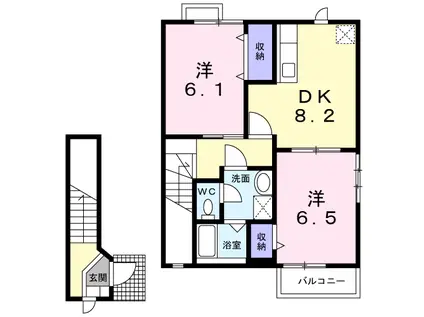マーベラスコートA(2DK/2階)の間取り写真