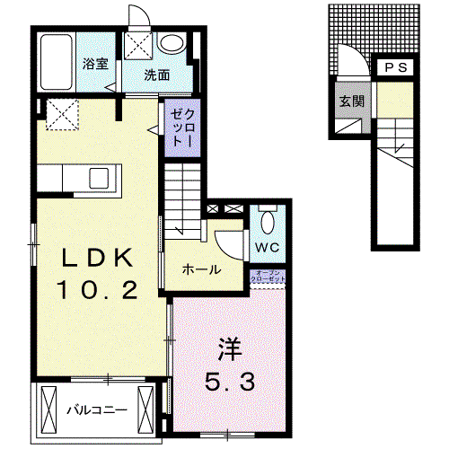 メトロノームⅡ(1LDK/2階)の間取り写真