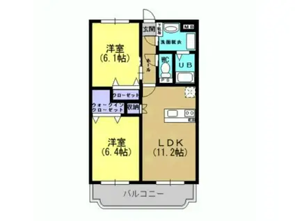 WOODY桜(2LDK/1階)の間取り写真