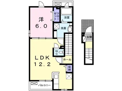 アルソーレC(1LDK/2階)の間取り写真