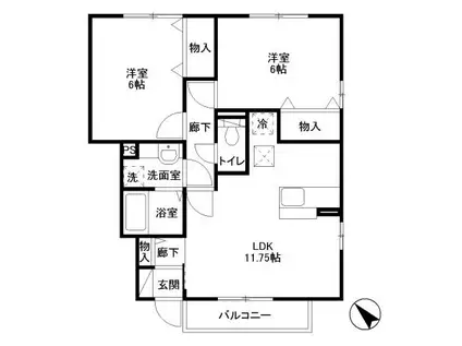 コフレ・ドール A(2LDK/1階)の間取り写真