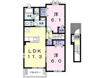 ALTO PIANTE 麿(2LDK/2階)の間取り写真