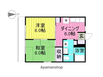 おおたかハイツ B(2DK/2階)の間取り写真