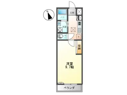 サンモールウエストⅡ(1K/2階)の間取り写真