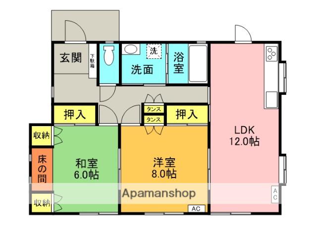 東北本線 古河駅 徒歩35分 1階建 築25年(2LDK)の間取り写真