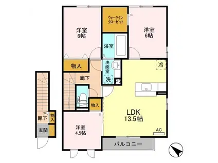 コフレ・ドール C(3LDK/2階)の間取り写真