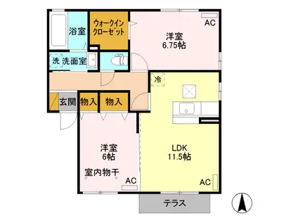 リビングタウン古河南D(2LDK/1階)の間取り写真