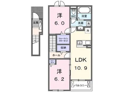 クロスサイド アパートメントⅠ(2LDK/2階)の間取り写真
