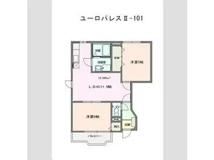 ユーロパレスⅡ(2LDK/1階)の間取り写真