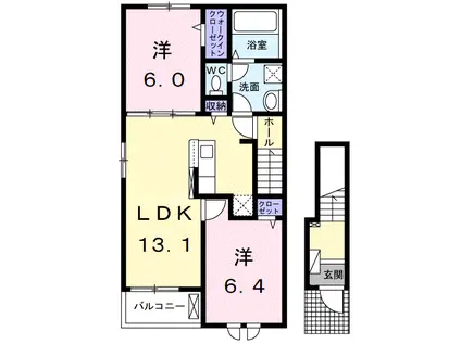 フランB(2LDK/2階)の間取り写真